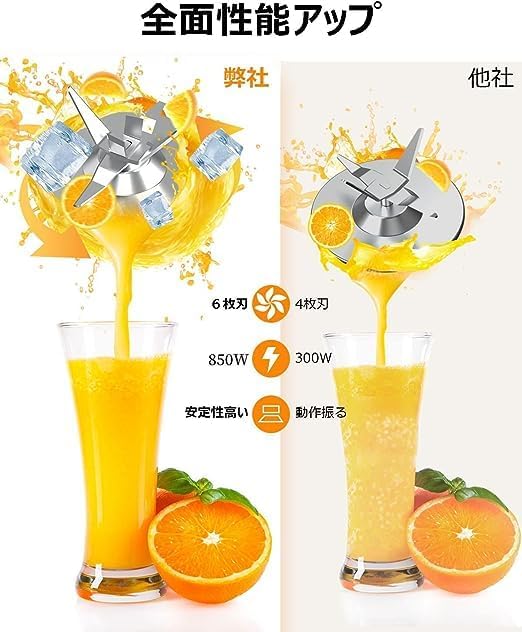 ジューサー ミキサー【1台多役・850W ハイパワー ·6in1&650ML大容量】VEWIOR 氷も砕ける スムージー/野菜/果物/ジュース/コーヒーミル/離乳食用/ミルクセーキ 二つボトル 650ml*1+300ml*1大容量 6枚刃25000r/min 高速回転 コンパクト おしゃれ プレゼント 水洗い可能 過熱保護 ギフト キッチン/アウトドア/旅行/出張/ジム/オフィス (シルバー)